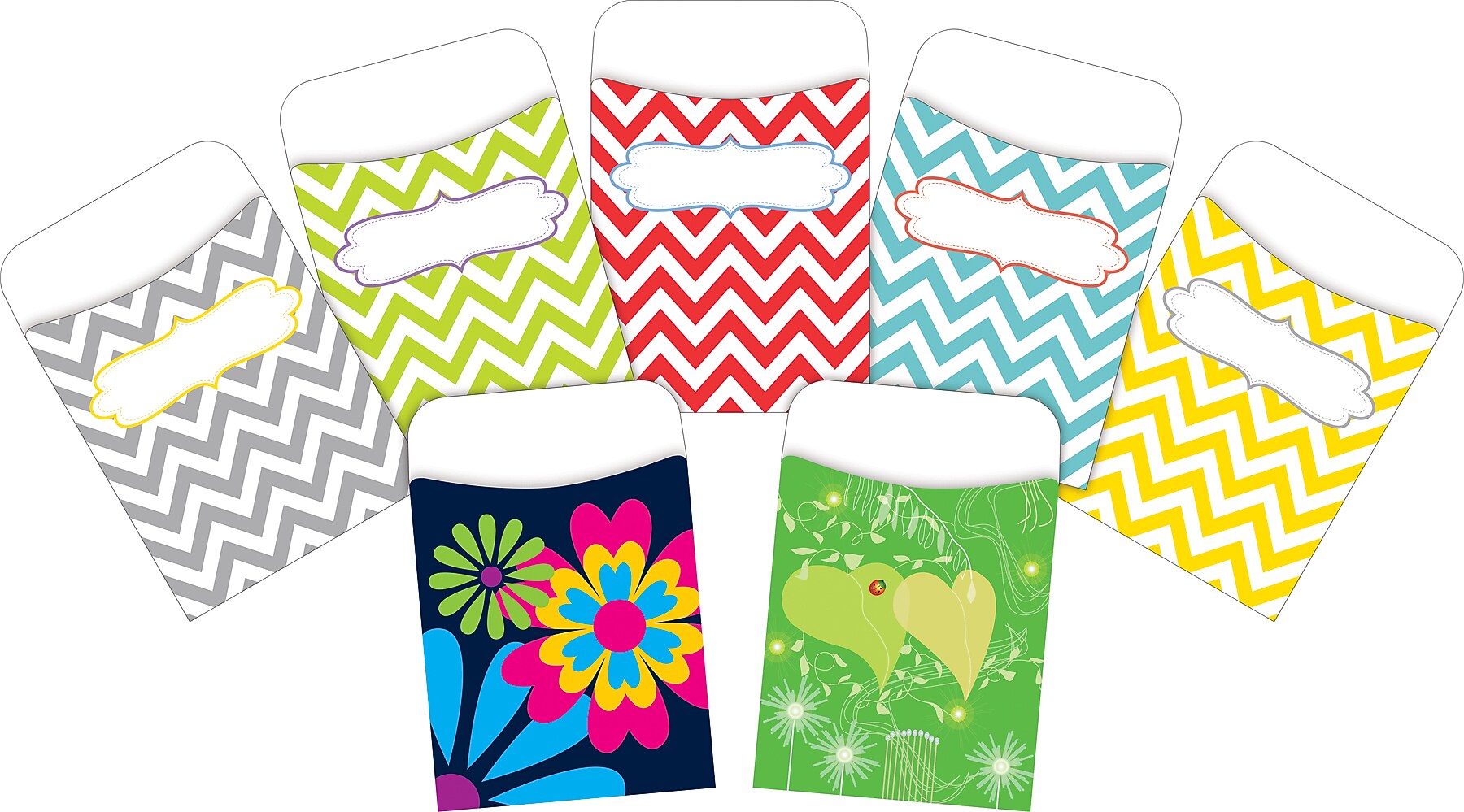 Barker Creek Chevron, 5.125" x 3.5", Petals & Prickles Peel & Stick Library Pockets