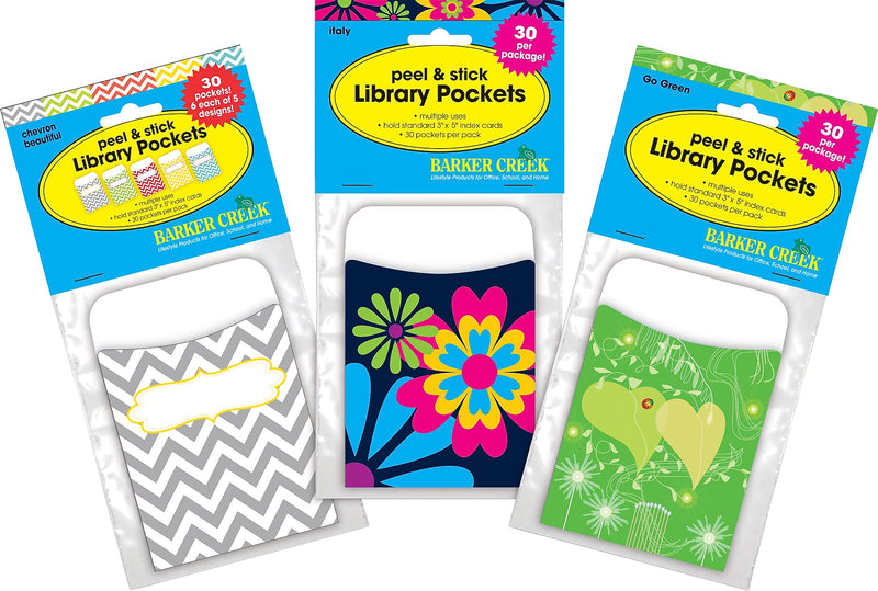 Barker Creek Chevron, 5.125" x 3.5", Petals & Prickles Peel & Stick Library Pockets