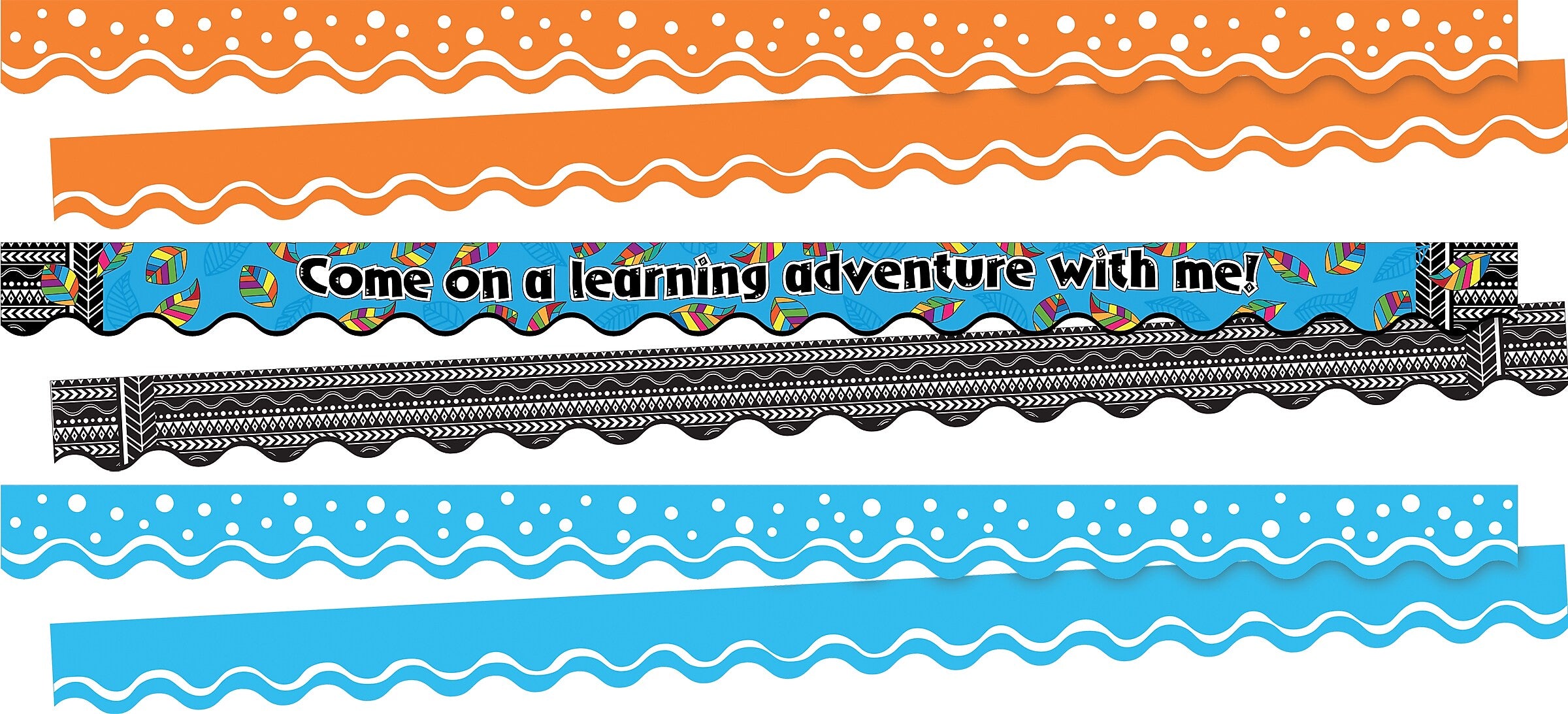 Barker Creek Double-Sided Scalloped Border Set, 36" x 2.25", Learning Adventure, 3 designs, 39/Set (4030)