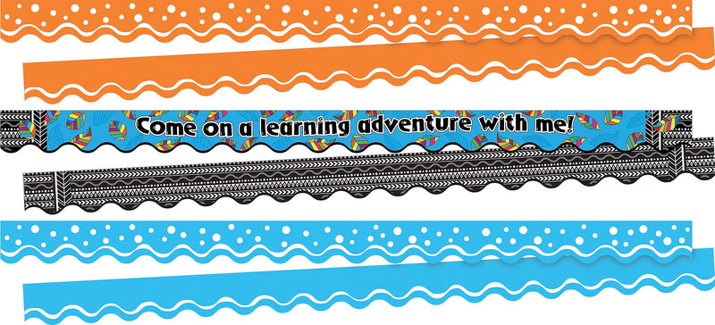 Barker Creek Double-Sided Scalloped Border Set, 36" x 2.25", Learning Adventure, 3 designs, 39/Set (4030)