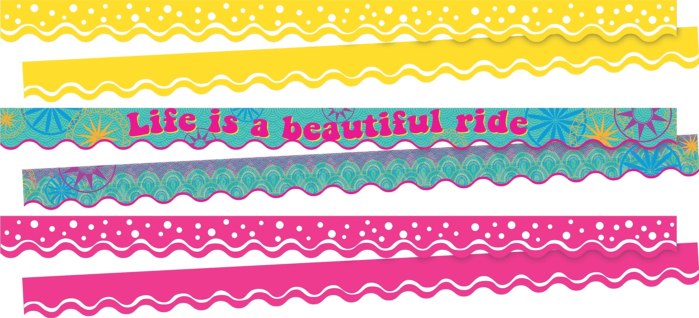 Barker Creek Double-Sided Scalloped Border Set, 36" x 2.25", Life is Beautiful, 3 designs, 39/Set (4031)