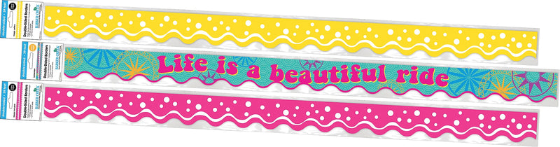 Barker Creek Double-Sided Scalloped Border Set, 36" x 2.25", Life is Beautiful, 3 designs, 39/Set (4031)