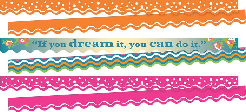 Barker Creek Double-Sided Scalloped Border Set, 36" x 2.25", Motivational Dream, 3 designs, 39/Set (4032)