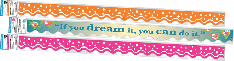 Barker Creek Double-Sided Scalloped Border Set, 36" x 2.25", Motivational Dream, 3 designs, 39/Set (4032)