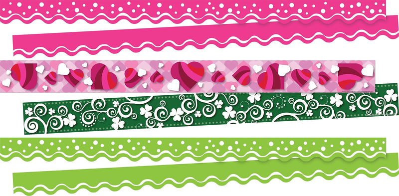 Barker Creek Double-Sided Border Set, Clover & Hearts, 3 designs, 38/Set (4038)