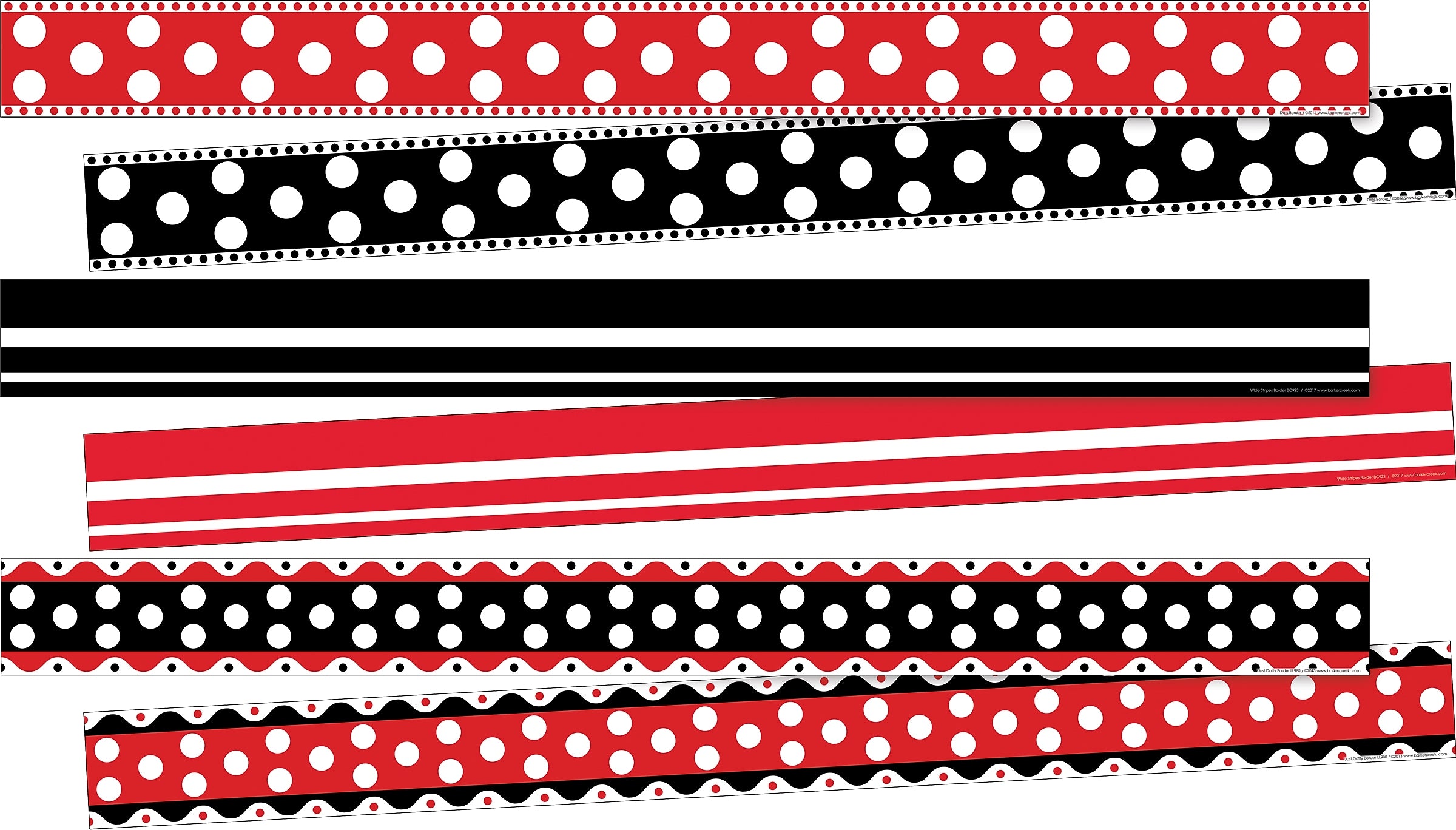 Barker Creek Double-Sided Border Set, 35" x 3", Stripes & Dots, 3 designs, 36/Set (4044)
