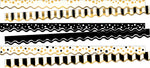 Barker Creek Double-Sided Scalloped Border Set, 36" x 2.25", Black & Gold, 3 designs, 39/Set (4047)