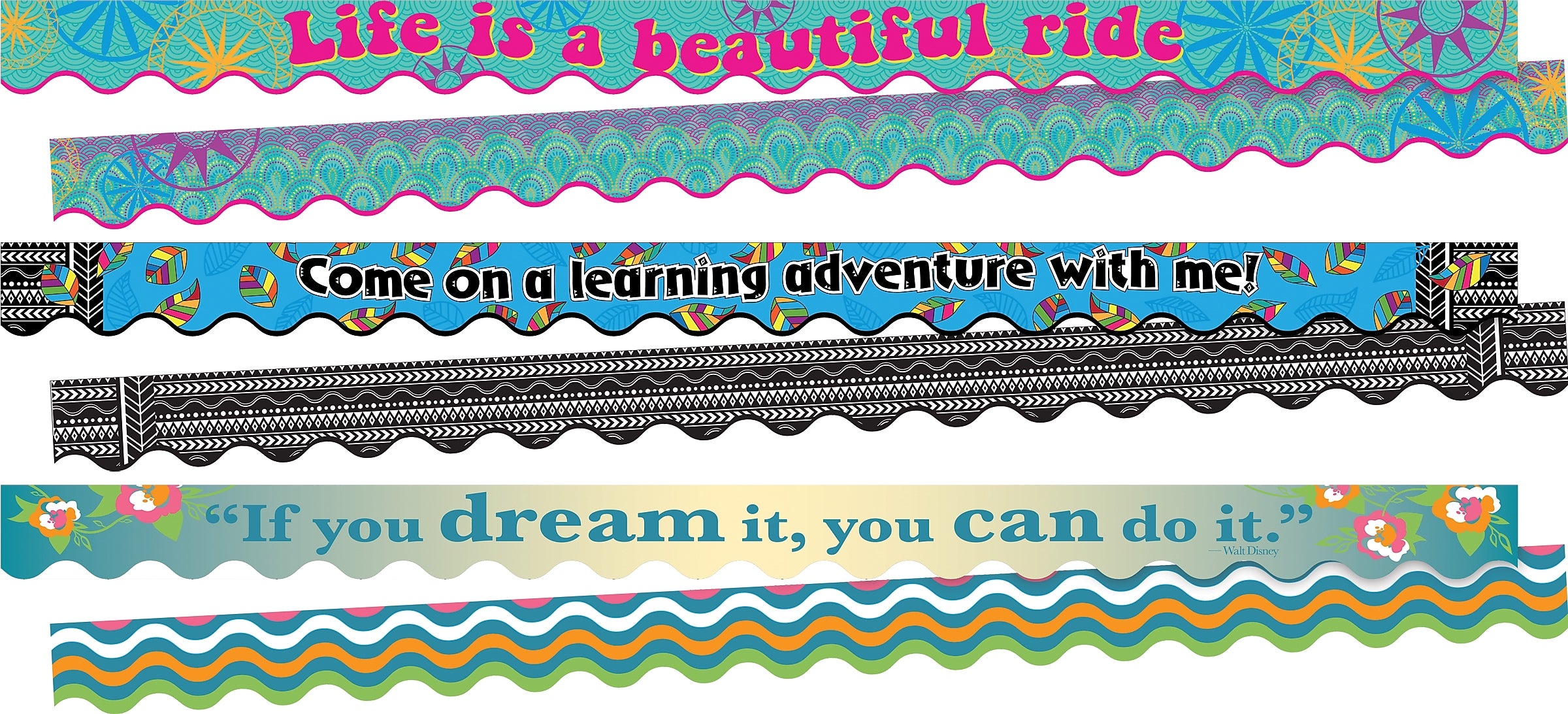 Barker Creek Double-Sided Scalloped Border Set, 36" x 2.25", Life Quotes, 3 designs, 39/Set (4049)