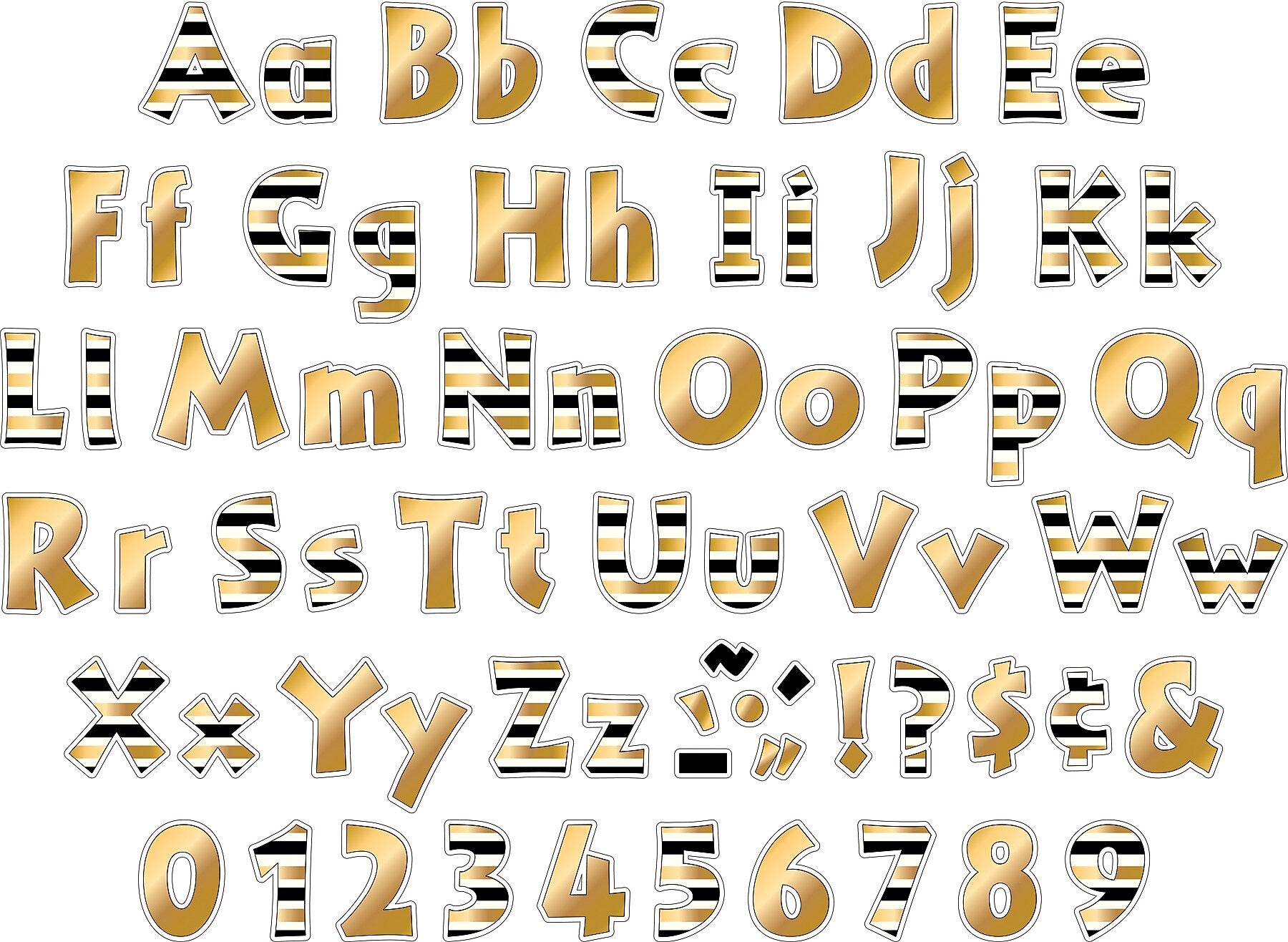 Barker Creek Gold  4" Letters and Numbers, Multicolored, 510/Pack (4058)