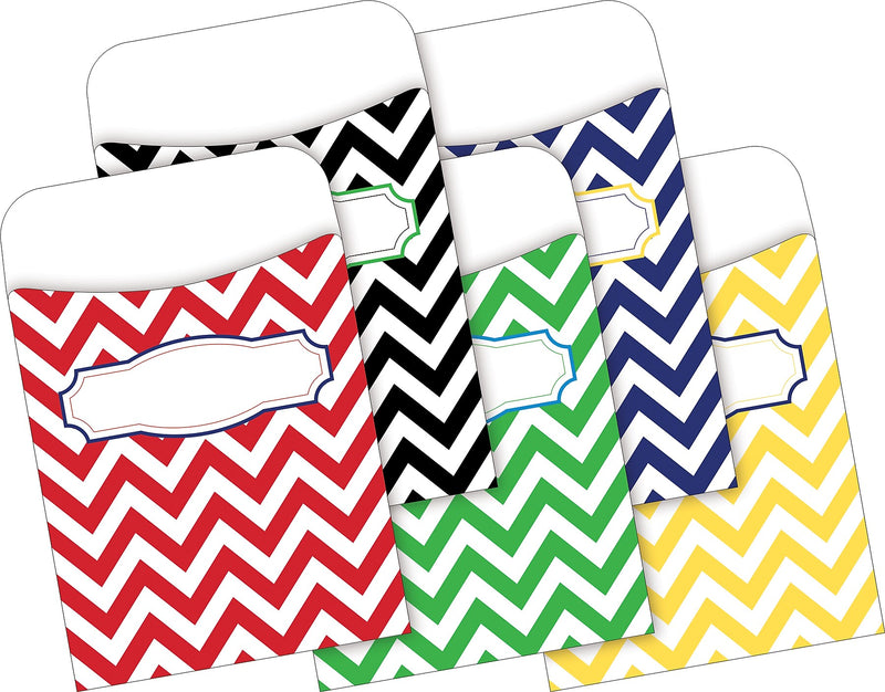 Barker Creek Chevron File Folders, Computer Paper and Library Pockets, 1/3-Cut Tab, Letter Size, Multicolor, 92/Set (4093)
