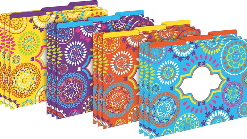 Barker Creek Moroccan File Folders, Computer Paper and Library Pockets, 1/3-Cut Tab, Letter Size, Multicolor, 92/Set(4095)