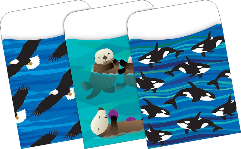 Barker Creek Sea & Sky File Folders, Computer Paper and Library Pockets, 1/3-Cut Tab, Letter Size, Multicolor, 92/Set (4102)