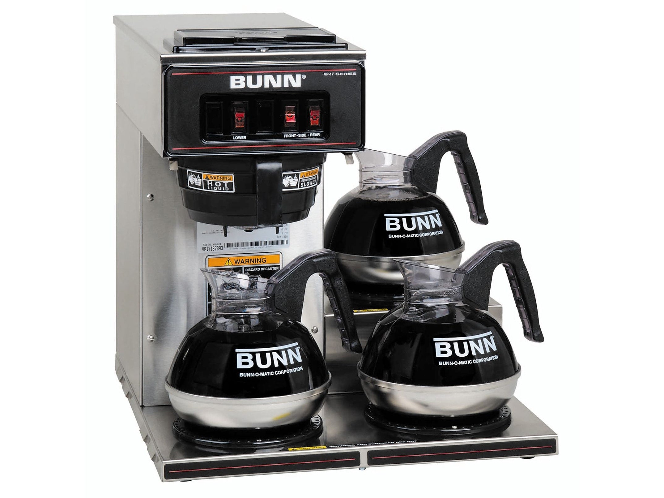 Bunn VP17-3 12-Cups Pourover Coffee Maker, Stainless Steel/Black (BUN01220)