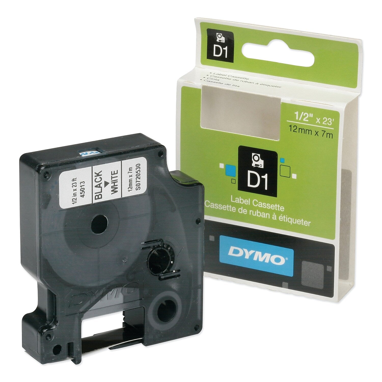 AbilityOne SKILCRAFT 7510016576746 Dymo Label Cassette, 0.5"W, White/Black (NSN6576746)