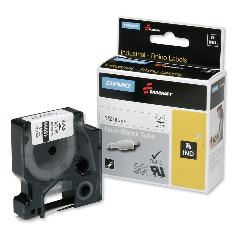 AbilityOne SKILCRAFT 7510016576749 Dymo Heat Shrink Label Cassette, 0.5"W, Black/White (NSN6576749)