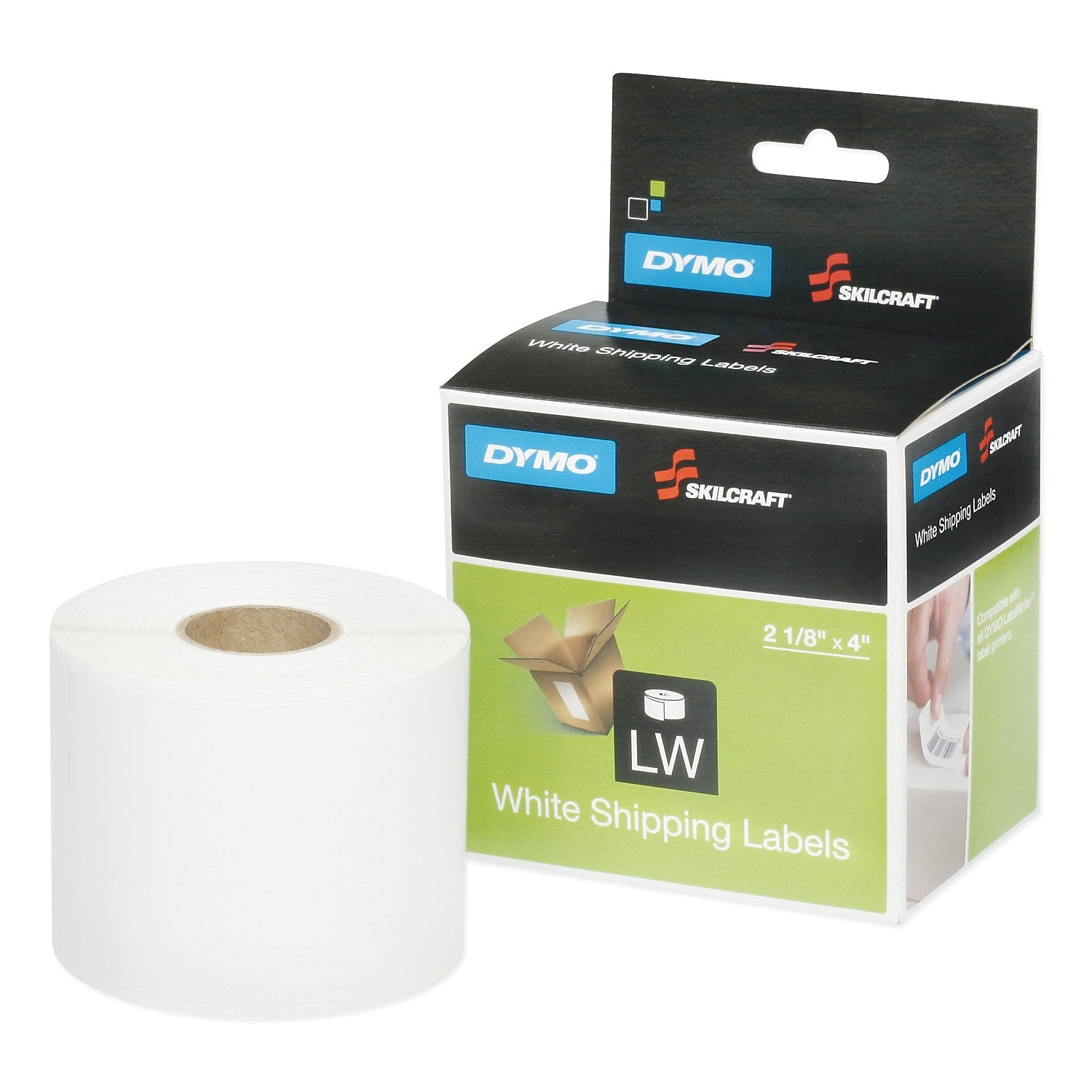 AbilityOne SKILCRAFT 7530016578884 Dymo LabelWriter Thermal Shipping Labels, 2.12" x 4", Black on White, 2 Rolls/Pk (NSN6578884)
