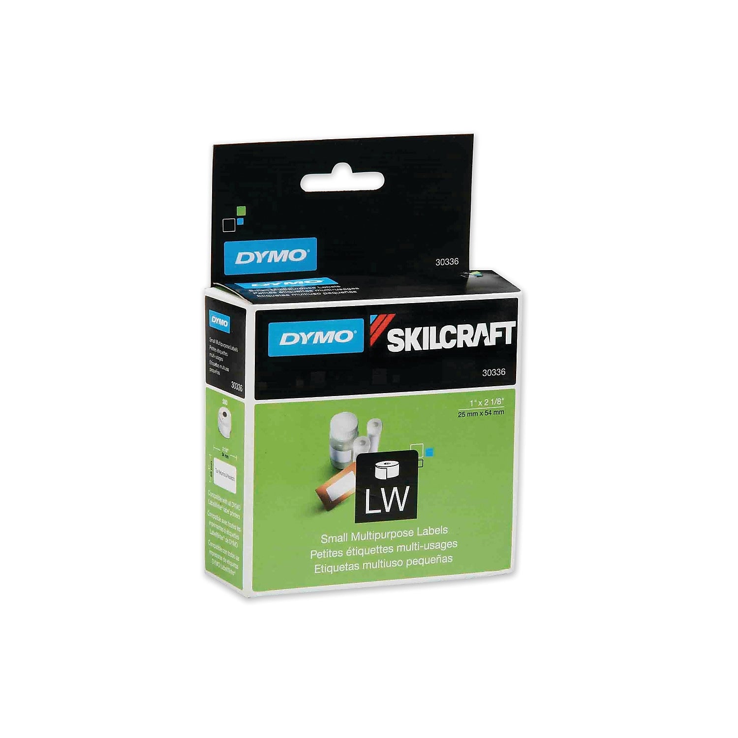 AbilityOne SKILCRAFT 7530016871407 Dymo LabelWriter Thermal Labels, 1" x 2.13", Black on White, 500/Roll (NSN6871407)