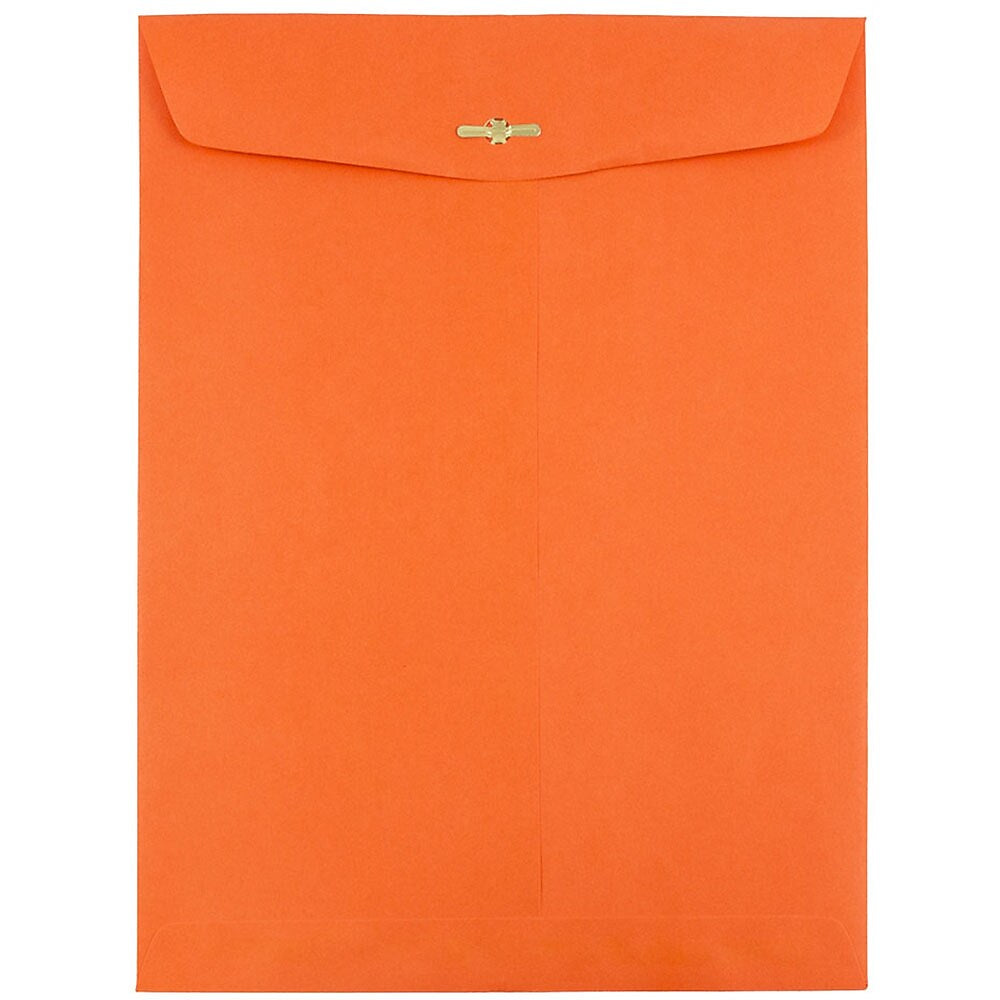 JAM Paper 10" x 13" Open End Catalog Colored Envelopes with Clasp Closure, Orange Recycled, 10/Pack (913745B)