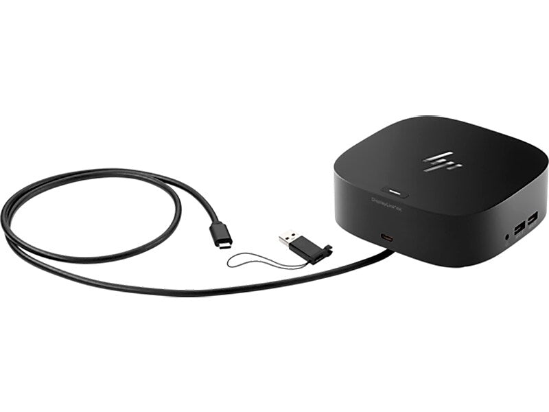 HP G2 4.8" x 4.8" Universal Docking Station for USB-A, USB-C, and Thunderbolt-enabled Laptops, Black (5TW13AA#ABA)