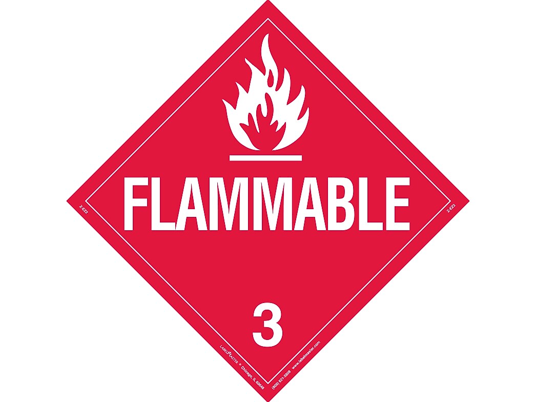 Labelmaster Flammable Adhesive Surface Placard, 10.75" x 10.75", Red/White, 25/Pack (Z-EZ2)