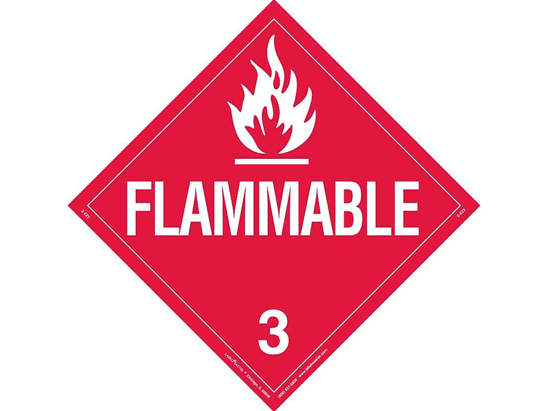 Labelmaster Flammable Adhesive Surface Placard, 10.75" x 10.75", Red/White, 25/Pack (Z-EZ2)
