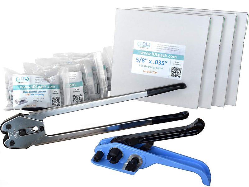 5/8" x 0.035" x 800' Polyester Strapping Kit, Hand Grade (BM.PSK.58.800)