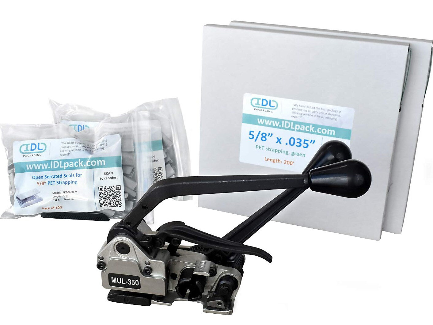 5/8" x 0.035" x 400' Polyester Strapping Kit, Hand Grade (CM.PSK.58.400)