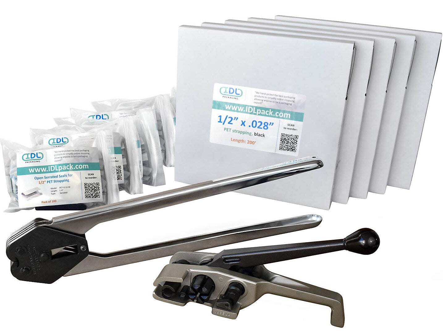 1/2" x 0.028" x 1000' Polyester Strapping Kit, Hand Grade (PM.PSK.12.1000)