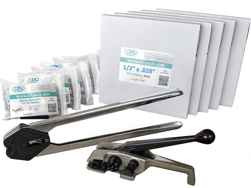 1/2" x 0.028" x 1000' Polyester Strapping Kit, Hand Grade (PM.PSK.12.1000)