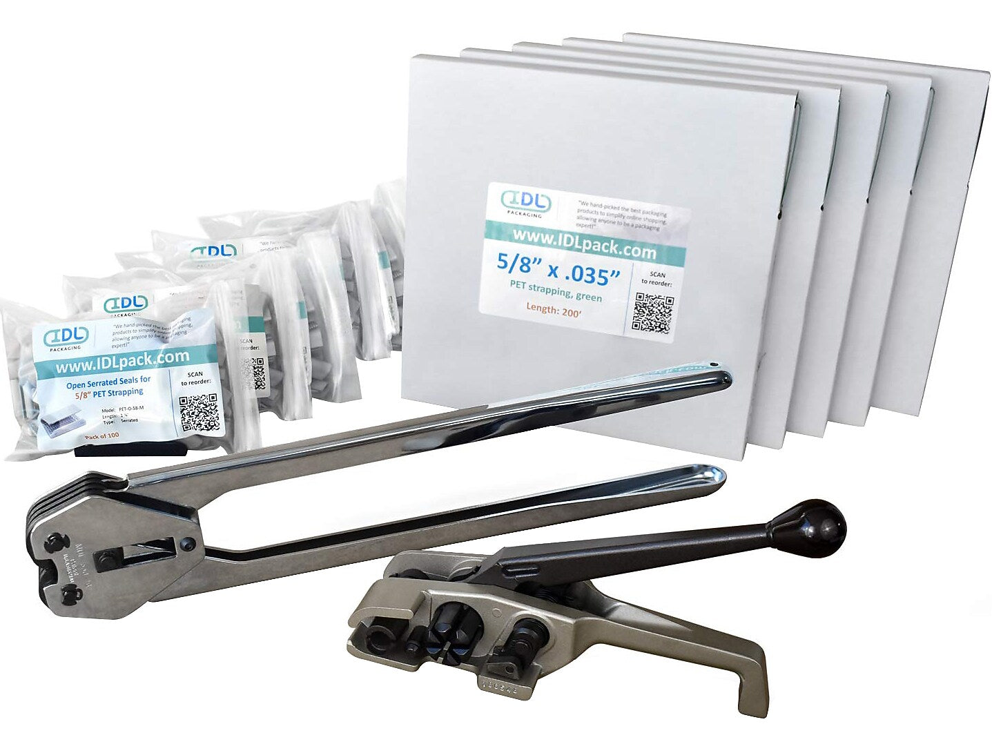 5/8" x 0.035" x 1000' Polyester Strapping Kit, Hand Grade (PM.PSK.58.800)