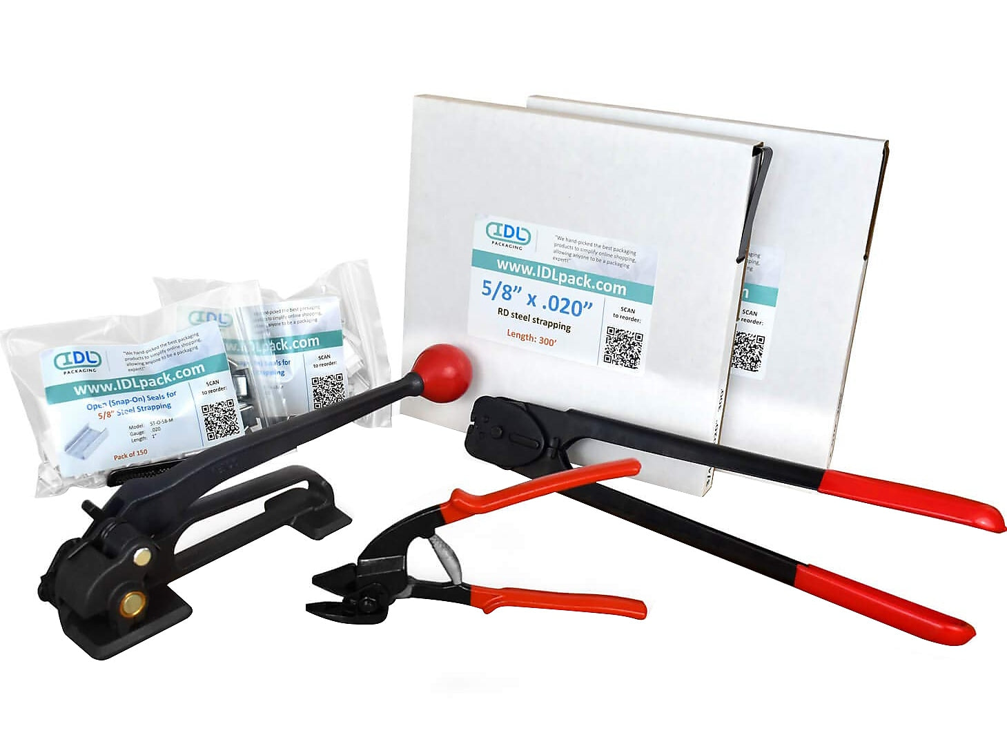 5/8" x 0.020" x 500' Steel Strapping Kit, Hand Grade (B.SSK.58.500)
