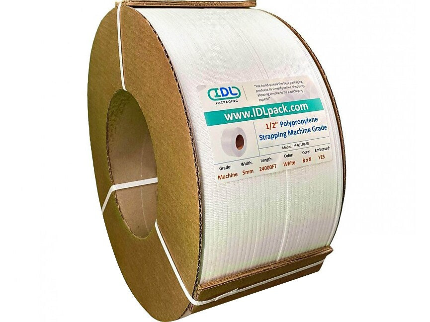 3/16" x 0.017" x 24000' Polypropylene Strapping, 8" x 8", Machine Grade (M-05130-87)