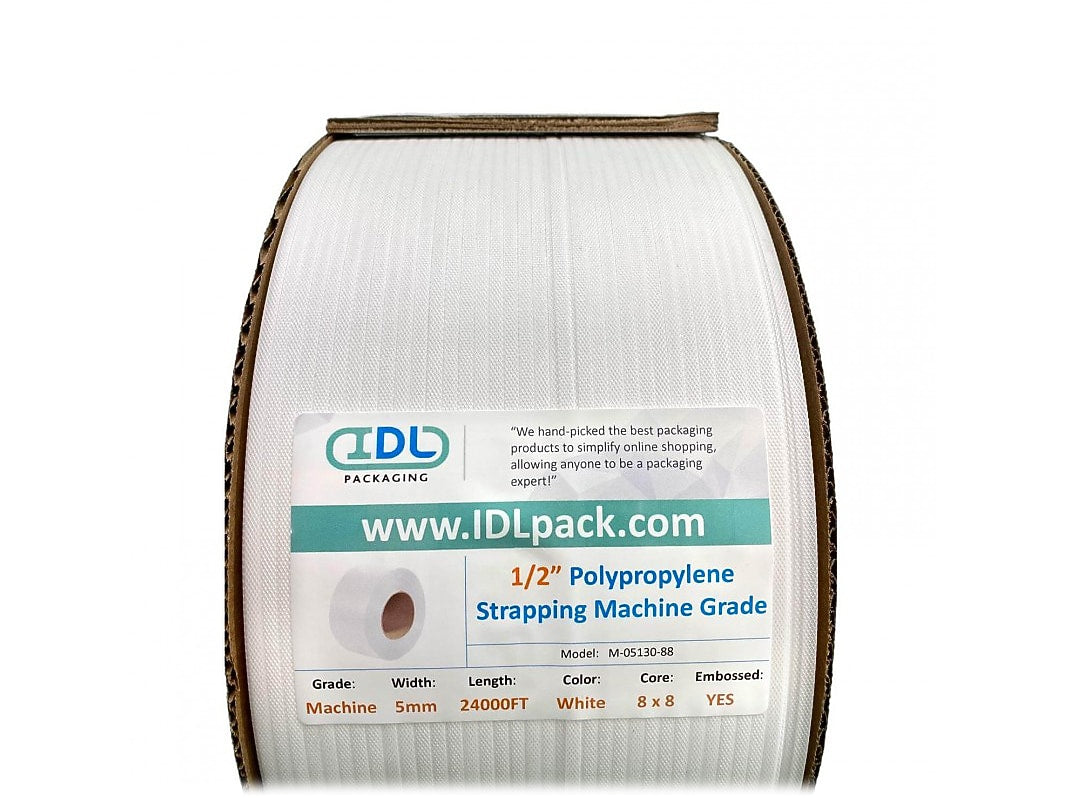 3/16" x 0.017" x 24000' Polypropylene Strapping, 8" x 8", Machine Grade (M-05130-87)