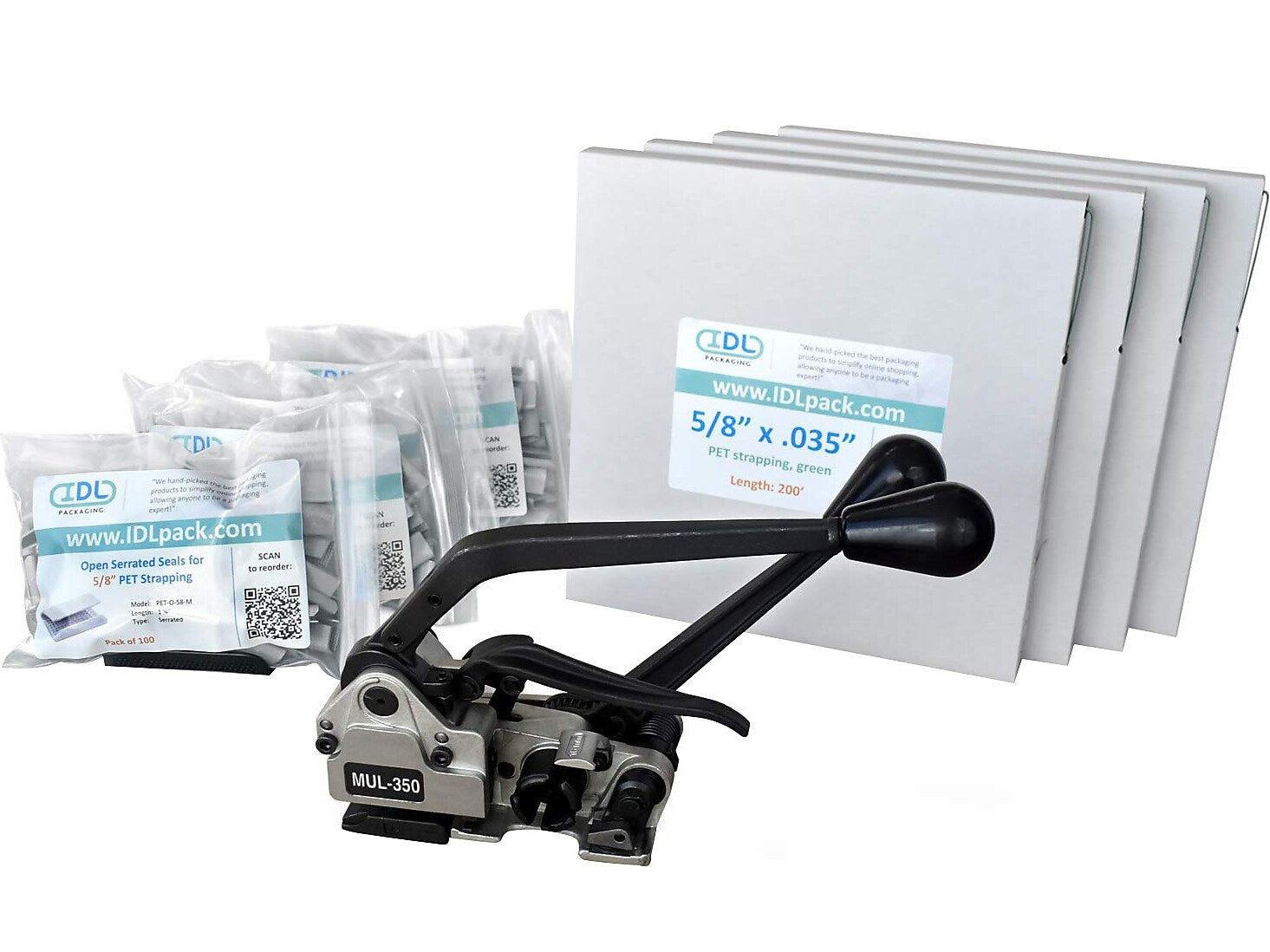 5/8" x 0.035" x 800' Polyester Strapping Kit, Hand Grade (CM.PSK.58.800)