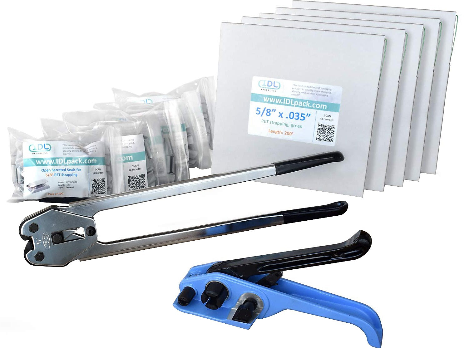 5/8" x 0.035" x 1000' Polyester Strapping Kit, Hand Grade (BM.PSK.58.1000)