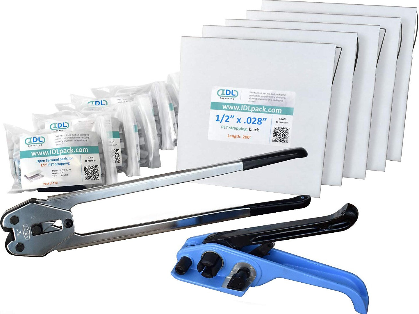 1/2" x 0.028" x 1000' Polyester Strapping Kit, Hand Grade (BM.PSK.12.1000)