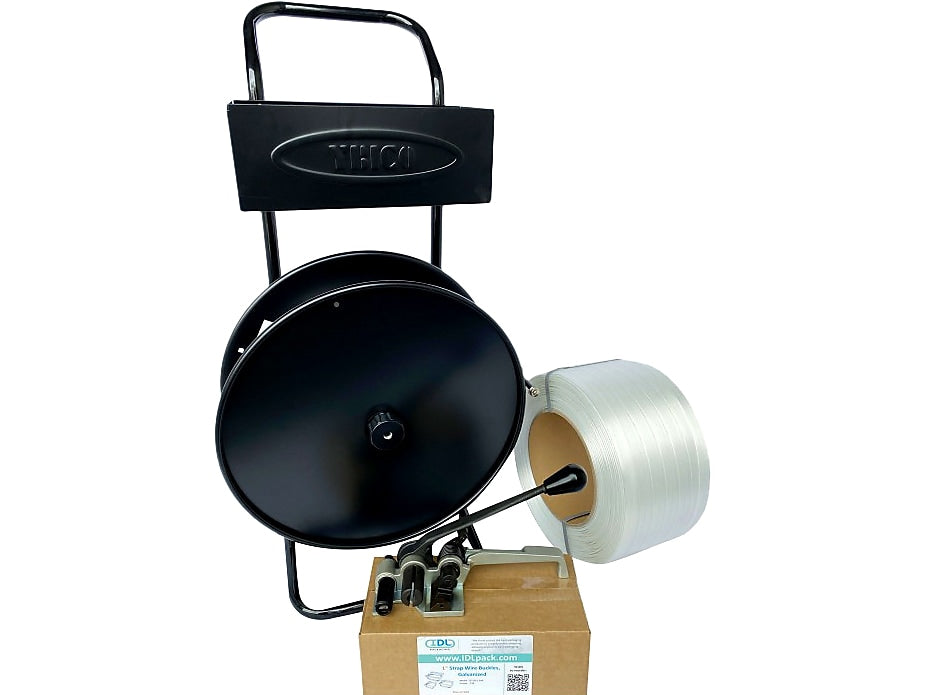 1" x 0.060" x 1312' Composite Strapping Kit with Cart/Dispenser, 8" x 8", Hand Grade (CCSK.1.1312-D)