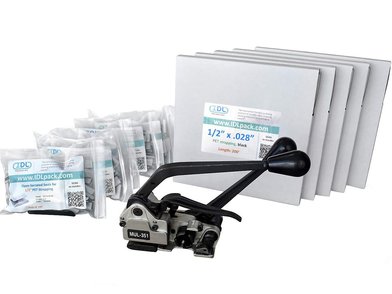 1/2" x 0.028" x 1000' Polyester Strapping Kit, Hand Grade (CM.PSK.12.1000)