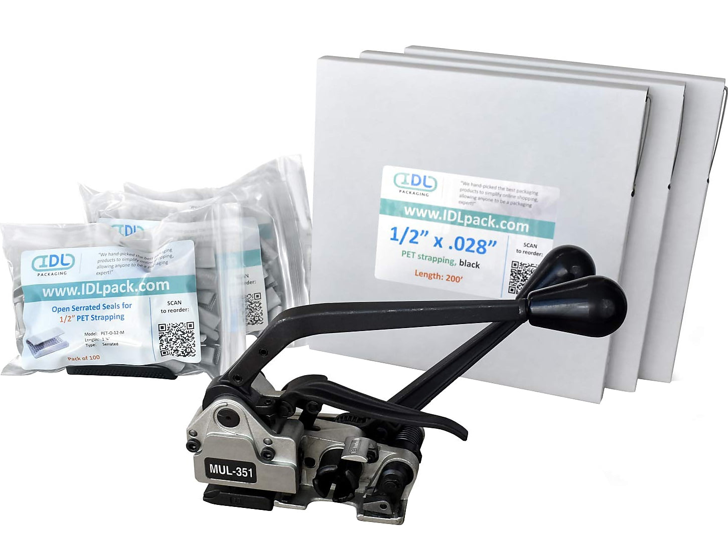 1/2" x 0.028" x 600' Polyester Strapping Kit, Hand Grade (CM.PSK.12.600)