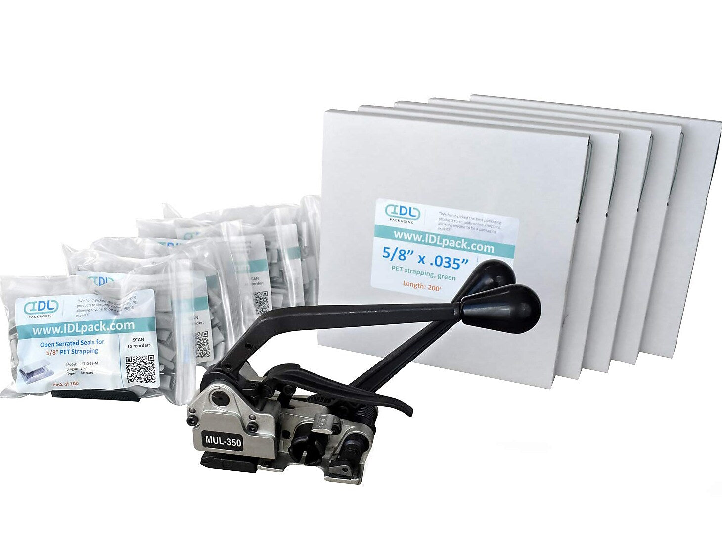 5/8" x 0.035" x 1000' Polyester Strapping Kit, Hand Grade (CM.PSK.58.1000)