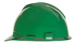 MSA V-Gard Polyethylene Ratchet Suspension Short Brim Hard Hat, Green (454-475362)