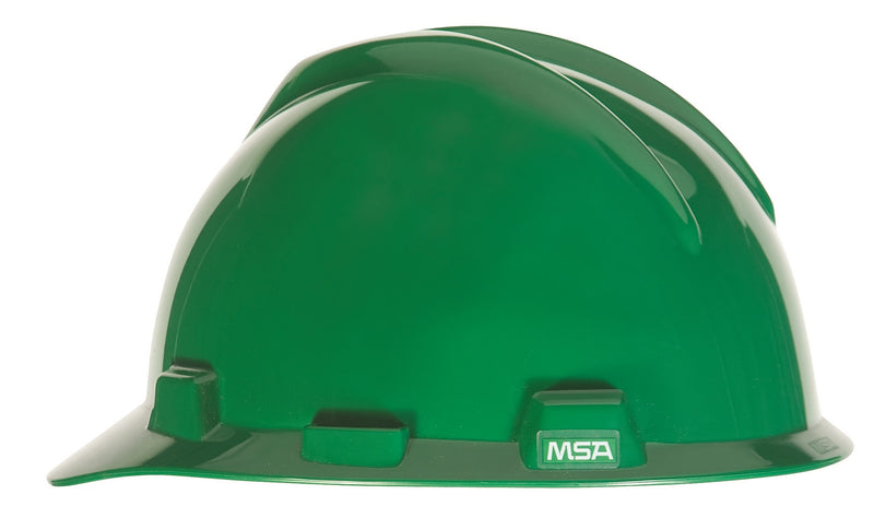 MSA V-Gard Polyethylene Ratchet Suspension Short Brim Hard Hat, Green (454-475362)