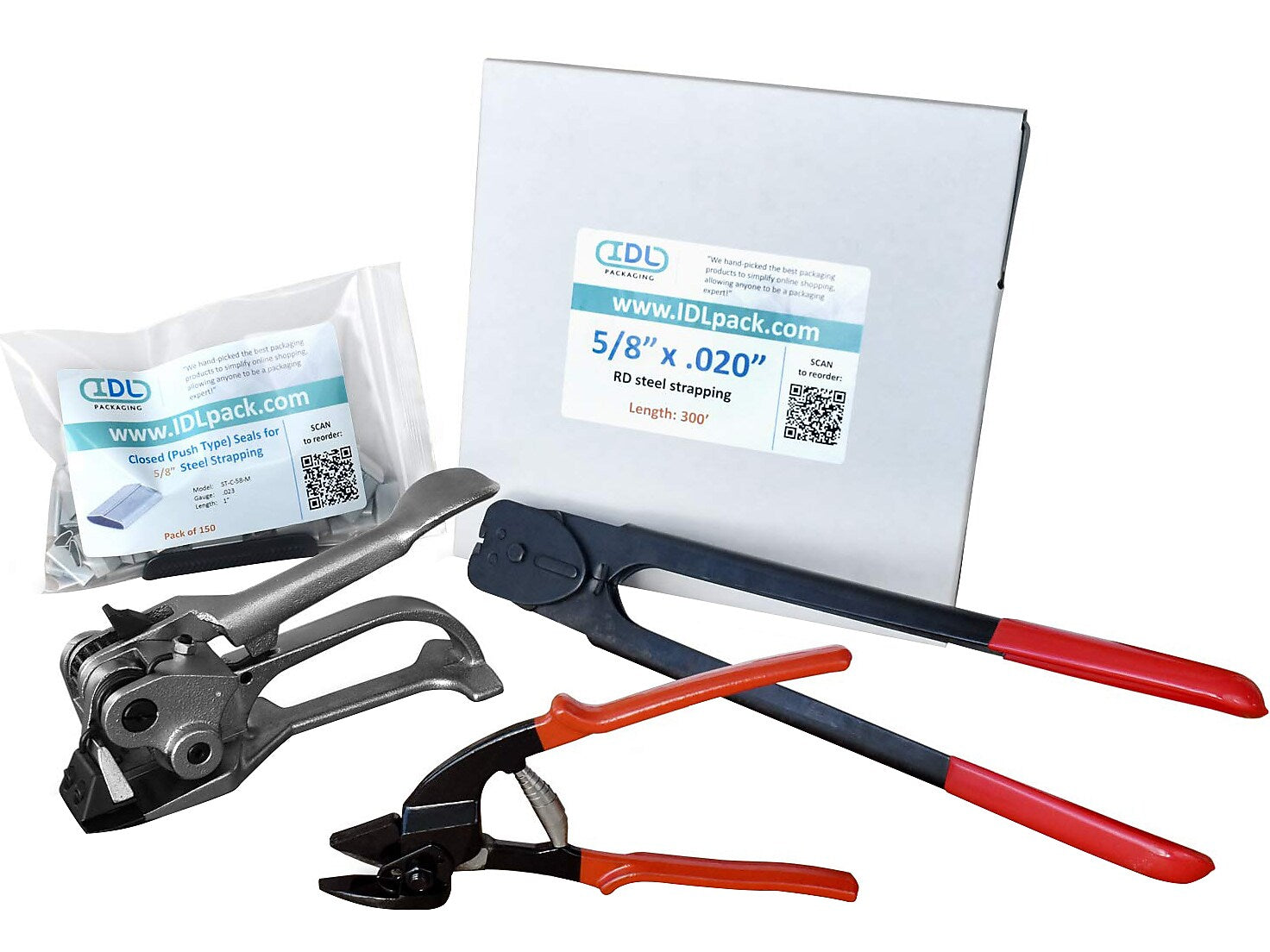 5/8 x 0.020 x 300' Steel Strapping Kit for Round Packages, Hand Grade (R.SSK.58.300)