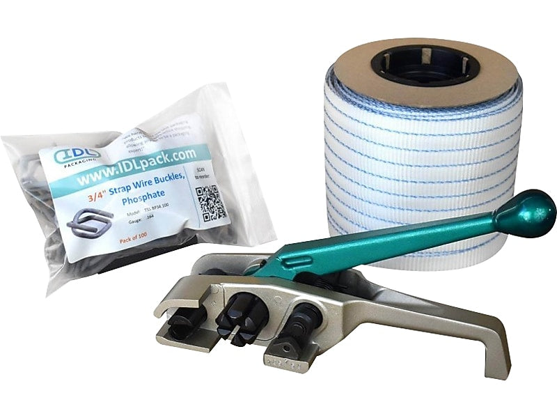 3/4" x 0.060 x 750' Woven Cord Strapping Kit, 6" x 3", Hand Grade (WCSK.34.750)