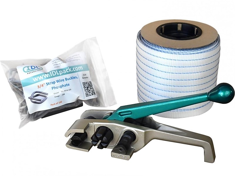 3/4" x 0.060 x 250' Polyester Strapping Kit, 6" x 3", Hand Grade (WCSK.34.250)