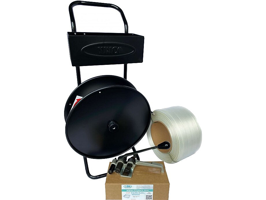 1 1/4" x 0.060 x 820' Composite Strapping Kit with Cart/Dispenser, 8" x 8", Hand Grade (CCSK.114.820-D)