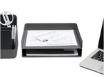Poppin Landscape Stackable Front Loading Letter Tray, Letter Size, Dark Gray (107720)