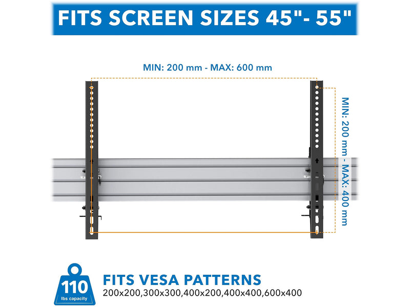 Mount-It! Tilt Ceiling Dual TV Mount for 2 LCD Displays: Screen Size: 45" to 55", 110 lbs. Max. (MI-512B)