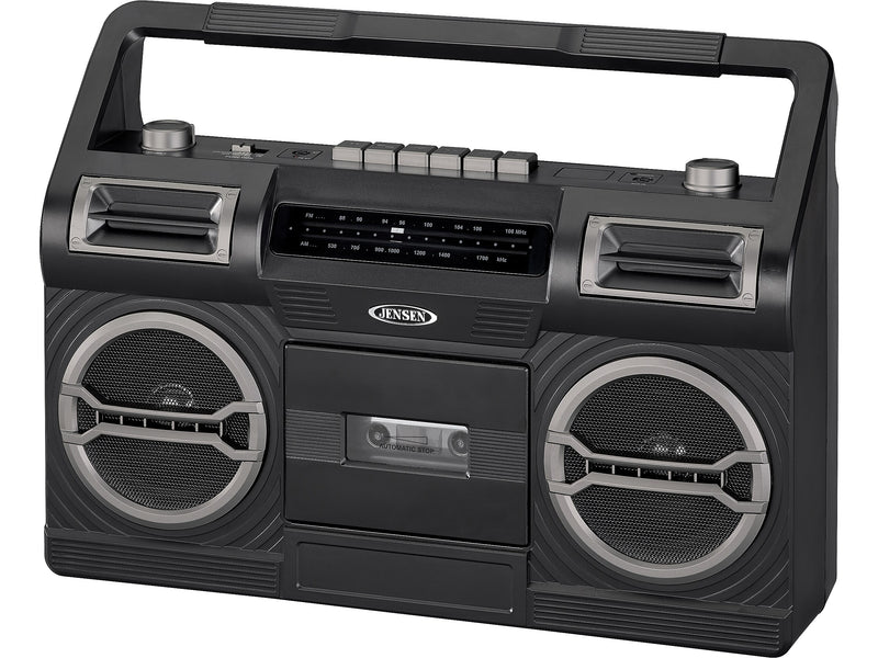 Jensen MCR-500 Portable AM/FM Radio Cassette Recorder/Player, Black