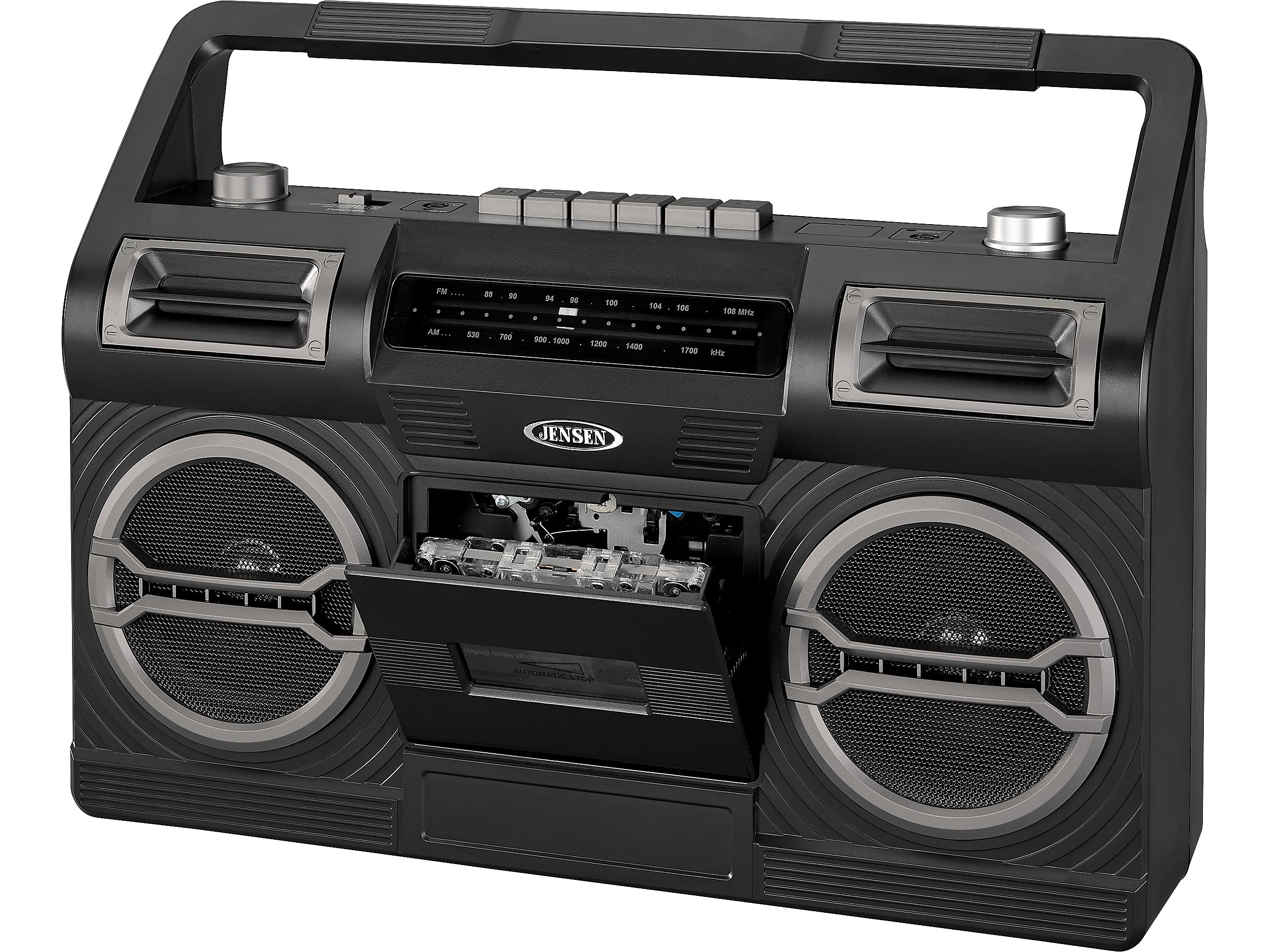 Jensen MCR-500 Portable AM/FM Radio Cassette Recorder/Player, Black